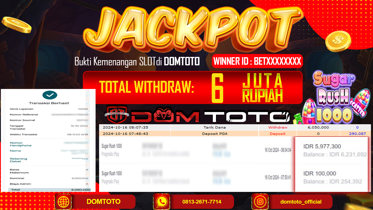 JACKPOT SLOT SUGAR RUSH 1000 16 OKTOBER 2024